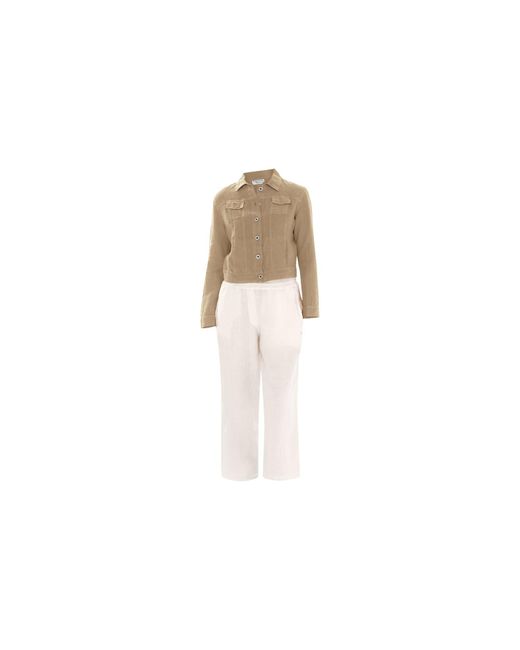 Haris Cotton White Neutrals Linen Jacket With Long Sleeves Beach Sand
