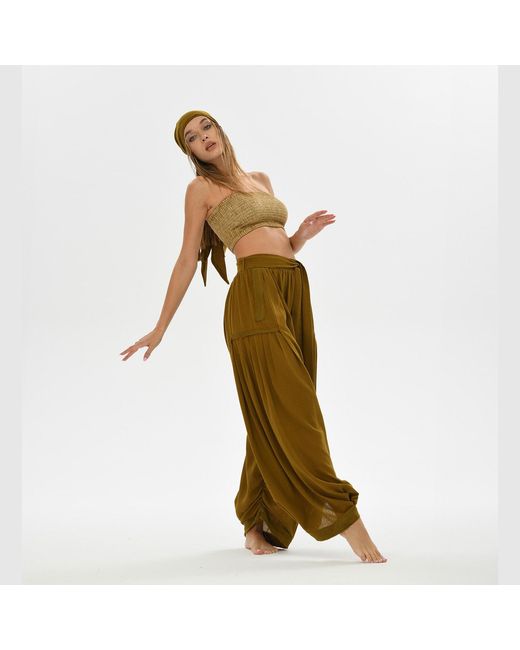 Zhenabia Green Boho Harem Pants