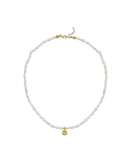 LINYA JEWELLERY Metallic Cosmic Small Pearl Zodiac Necklace Birthstone