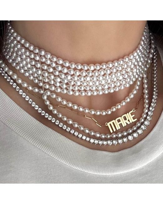 Leni James White The Victoria Pearl Choker Necklace
