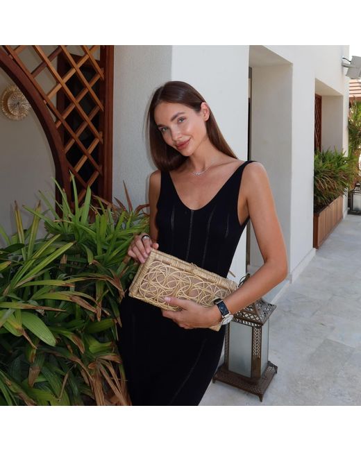 OhSun Natural Neutrals Berta Wicker Clutch