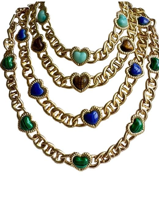 Laura Gray Metallic Sloan Heart Necklace Tiger's Eye