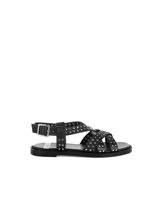 Rag & Co Black Anemone Studded Flat Gladiator Sandals