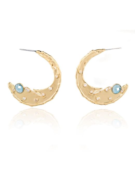 Rare Matters Jewelry Metallic Timeless Organic Crescent Hoop Earrings