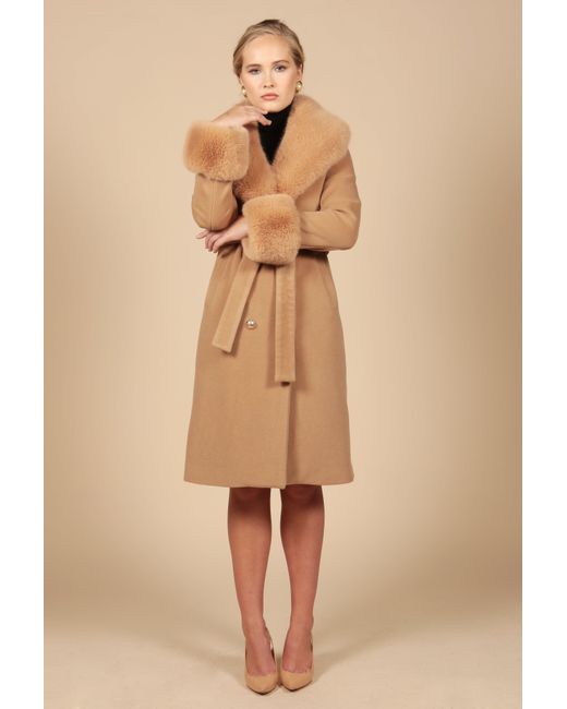 Santinni Brown Marlene Cashmere & Wool Coat
