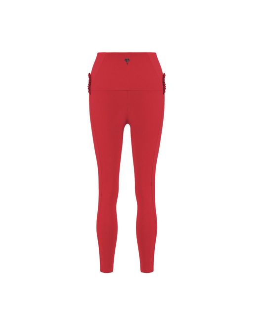 Yes Flâneuse Red Lana Leggings With Tiny Side Ruffles Chinese