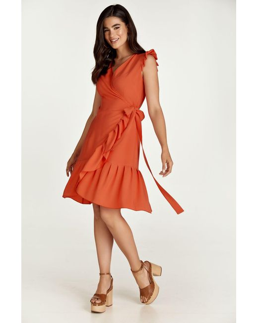 Conquista Red Wrap Dress