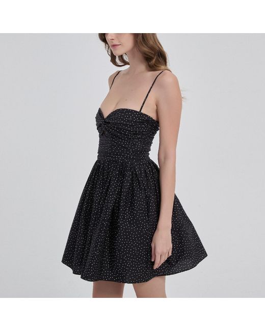 NUAJE NUAJE Black Reverie Twist Front Ruched Cotton Mini Dress