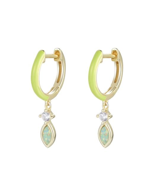 KAMARIA Metallic Enamel Opal Huggie Earrings