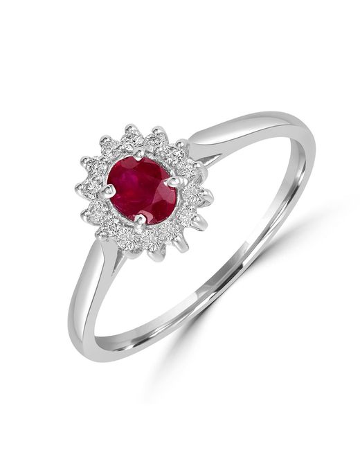 Artisan Multicolor Oval Ruby And Diamond Halo Ring