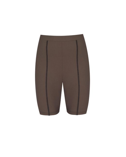 No'design Green Khaki Biker Shorts With Flatlock Detail