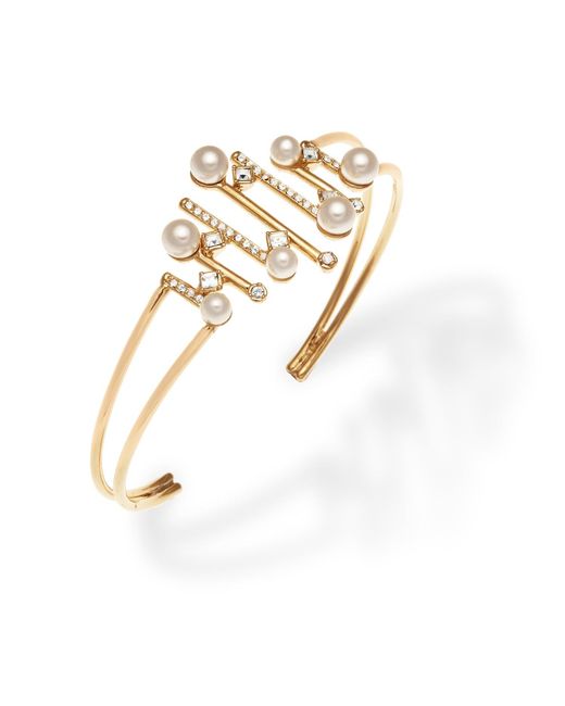 Grosse Metallic Pearl & Crystal Statement Bangle Bracelet, Series Pearl Light