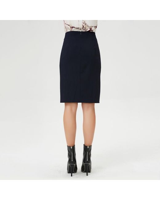 Smart and Joy Black Basic Straight Jersey Skirt