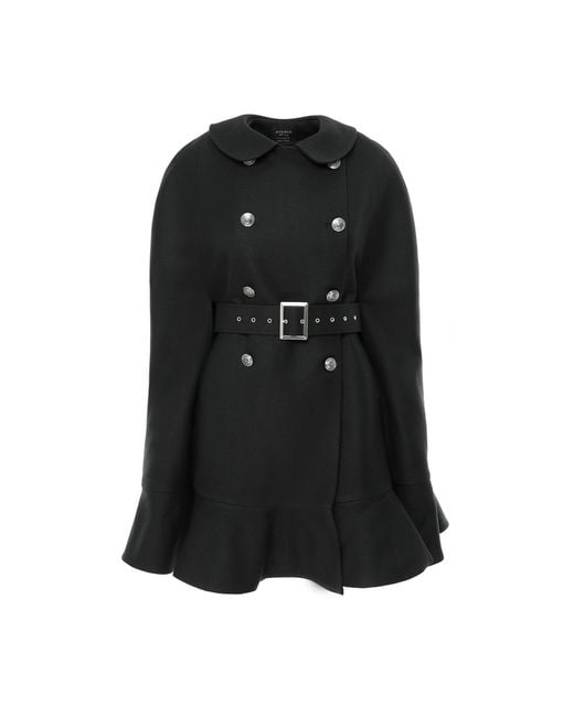 AVENUE No.29 Black Double Breasted Cape With Belt