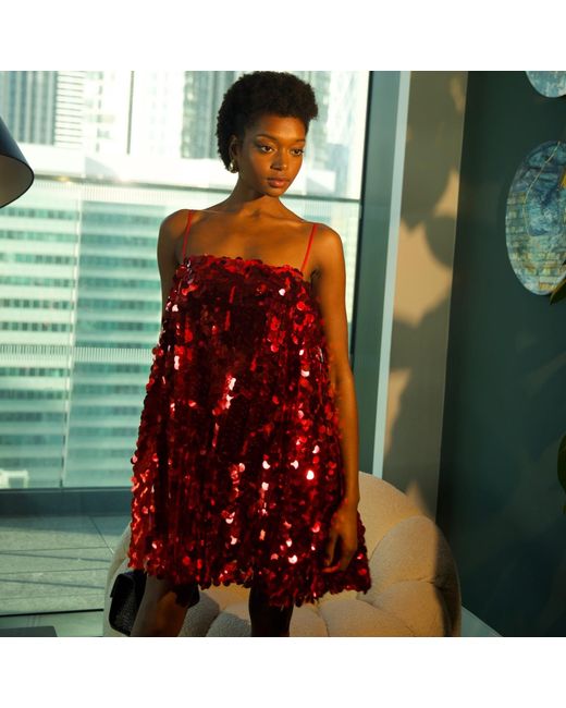 NALÈ Red Sequin Christmas Mini Dress – Festive Party Outfit