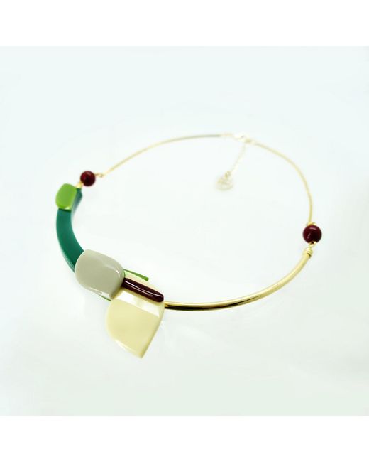 Gissa Bicalho Metallic Neutrals Handmade Acrylic Necklace Choker Anthurium Vanilla