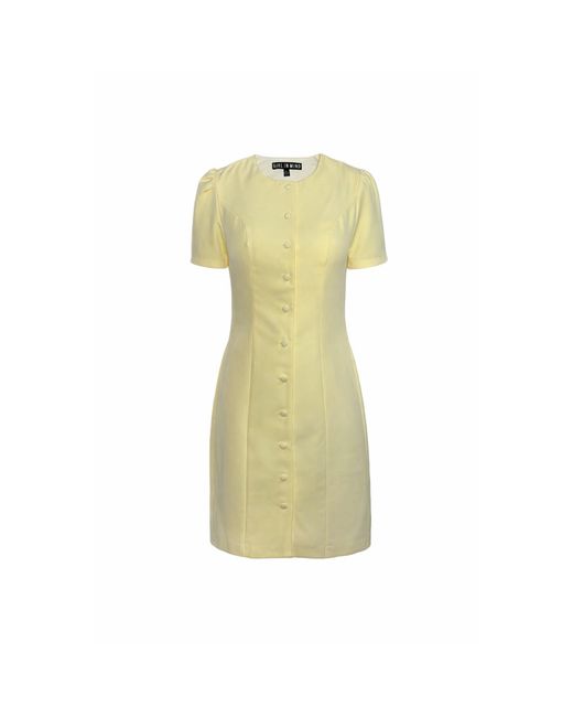 Girl In Mind Yellow Megan Short Sleeve Button Up Lemon Mini Dress