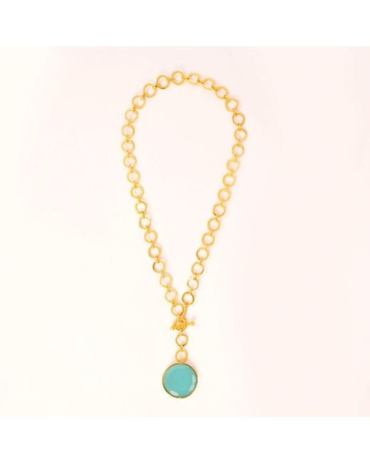 Lila Rasa Metallic London Crystal Pendant With Loop Chain & T-Lock Closure
