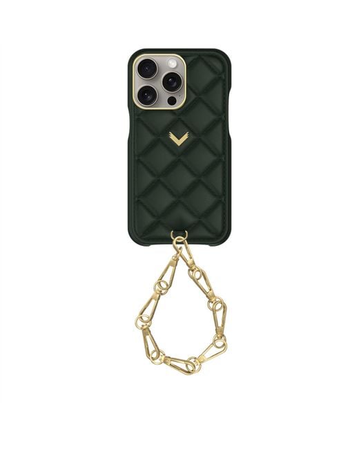Velante Green Calf Leather Phone Case, Kanda Texture, Lock Edition, British