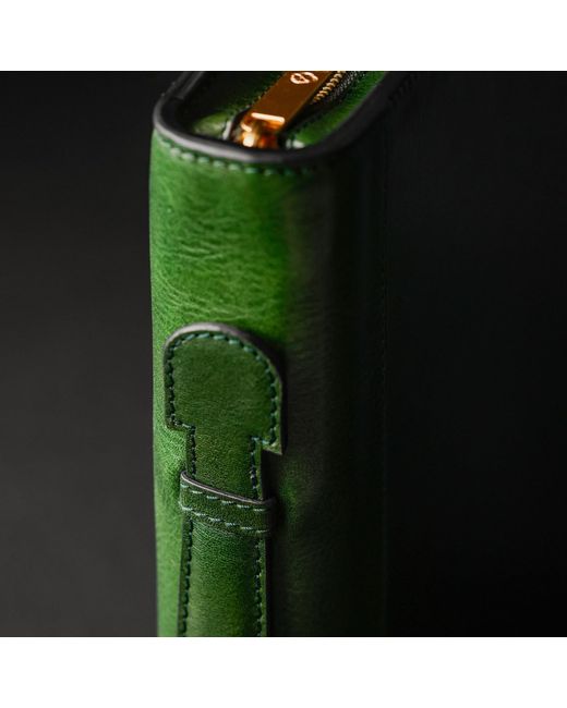 Time Resistance Green Leather Portfolio With Binder for men