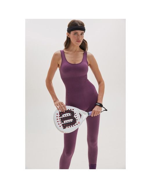 Altra Volta Purple Sculpted Ribbed Jumpsuit