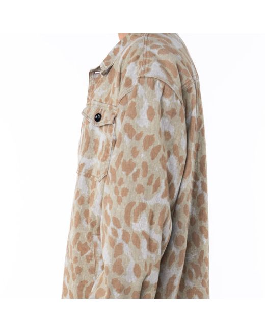 Ariko Metallic Leopard Camo Bucky Split Hem Shirt Jacket