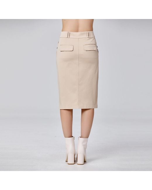 Smart and Joy Natural Neutrals Pencil Cotton Skirt