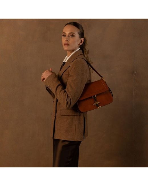 Time Resistance Brown Leather Flap Bag For