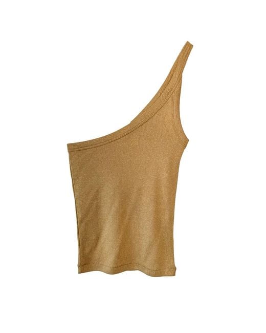 Vænn Brown Rose Metallic One Shoulder Tank