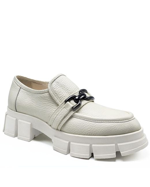 Beautiisoles by Robyn Shreiber Made in Italy White Neutrals Raquel Off- Leather Comfortable Work Evening Lugsole Combat Shootie