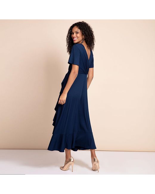 Alie Street London Blue Petite Waterfall Midi Dress