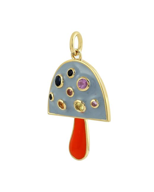 Artisan Blue Multi Sapphire Enamel Mushroom Pendant