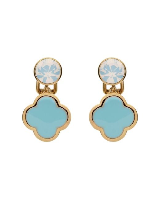 Emma Holland Jewellery Blue Opal & Enamel Flower Clip Earrings