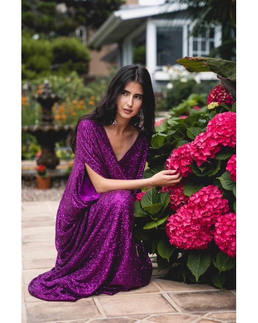 Jennafer Grace Purple Fuchsia Sequin Caftan Kaftan Dress