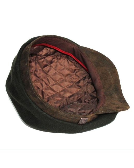 Dasmarca Hats Green Eden Wool Newsboy Bakerboy Peaky Cap With Leather Visor Peak for men