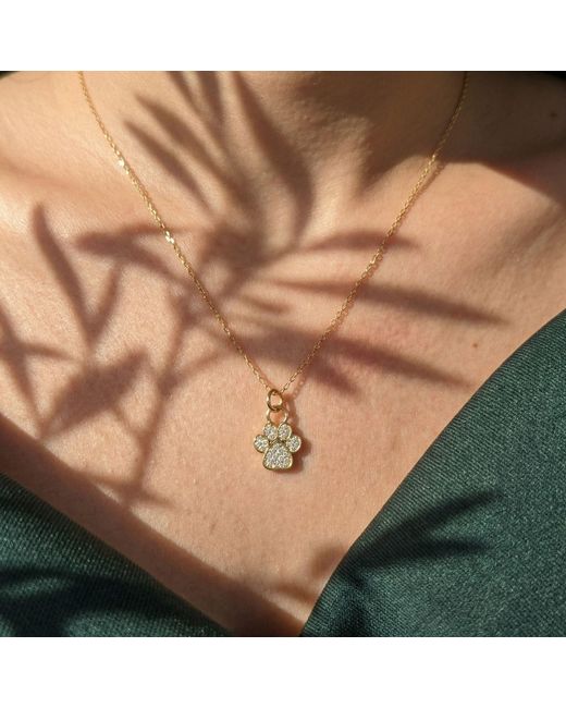 Harfi Metallic Mini Dog Cat Paw Print Charm Plated Necklace