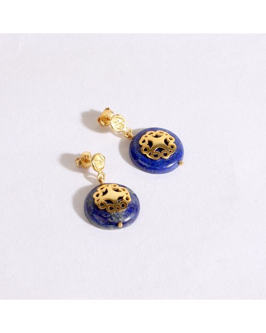 Lila Rasa Blue Lapis Lazuli Earring With Filigree Melange