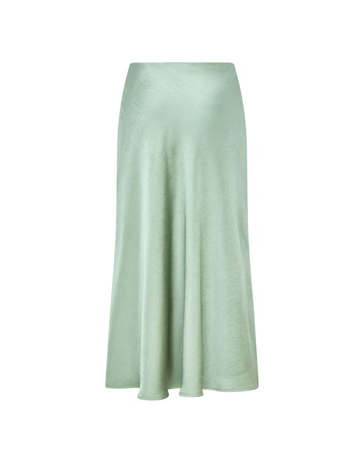 Loom London Green Celeste Bias Cut Sage Satin Skirt