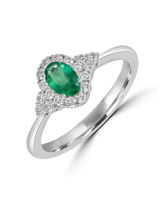 Artisan Metallic Prong Set Emerald Pave Diamond Designer Band Ring