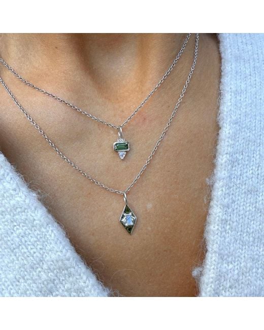 Zohreh Green Tourmaline, Sapphire & Moonstone Pendant Sterling