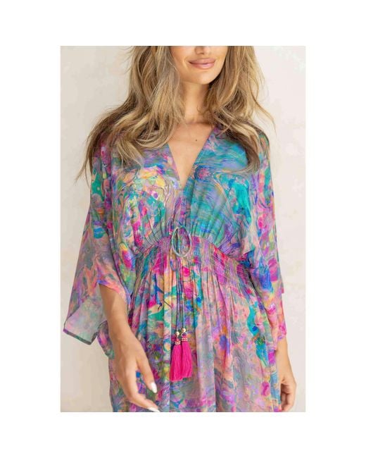 Sophia Alexia Multicolor Fantasia Capri Kimono Dress