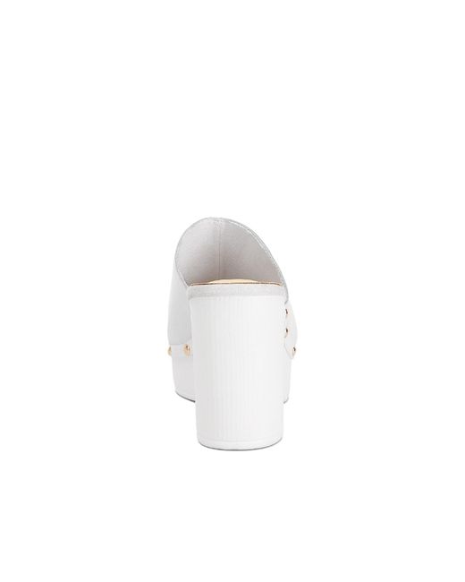 Rag & Co White Benji Recycled Leather Clogs In