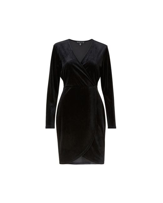 Yumi' Mela Black Velvet Wrap Dress | Lyst