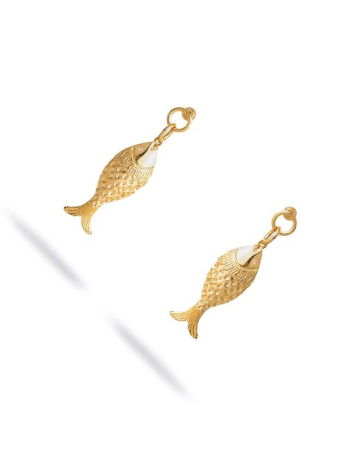 Ebru Jewelry Metallic Golden Fortune Fish Dangle Earrings