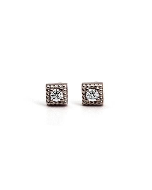 VicStoneNYC Fine Jewelry White Unique Textured Tiny Diamond Stud Earrings