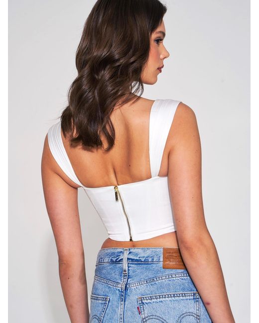 Miss Circle New York White Everly Lace Satin Corset Top