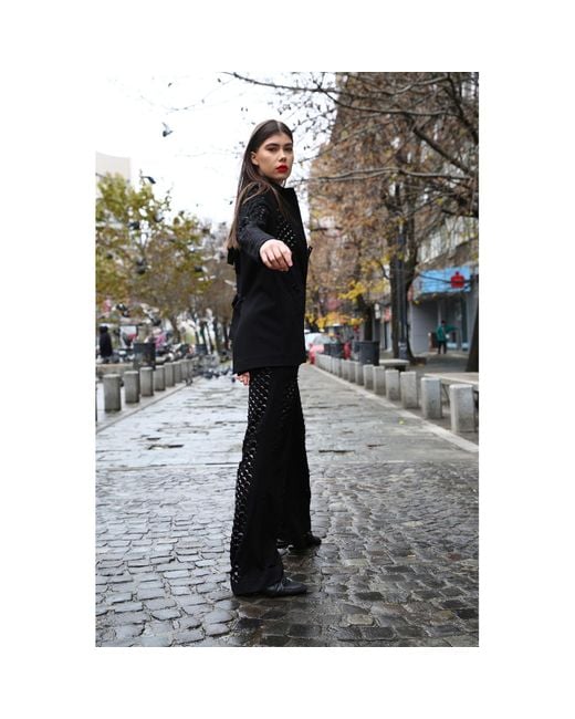 Silvia Serban Black Dragon Skin Laser Cut Suit