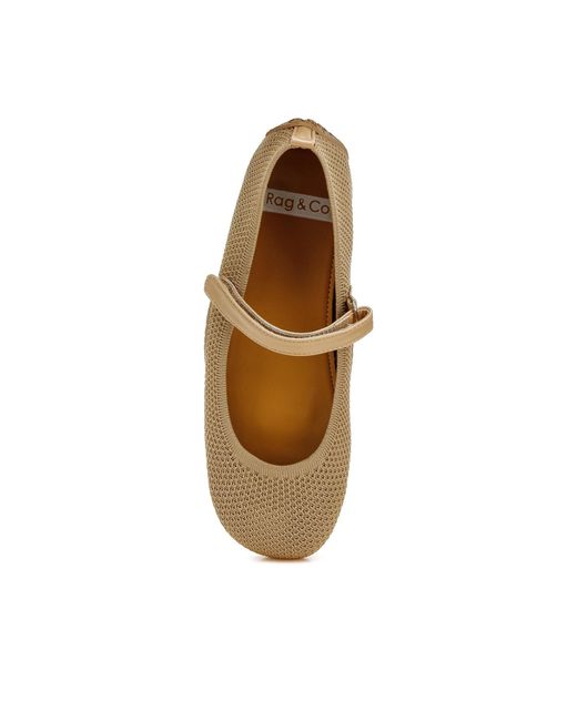 Rag & Co Natural Neutrals Nordeux Velcro Strap Mary Jane Ballerinas