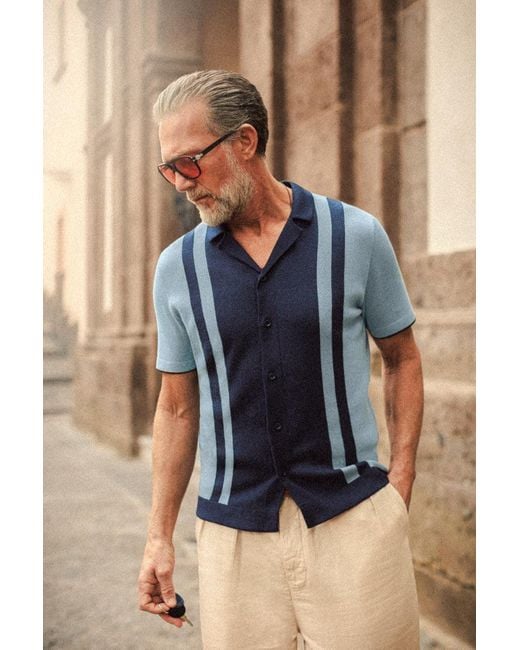 &SONS Trading Co Blue Milano Knitted Polo Shirt for men