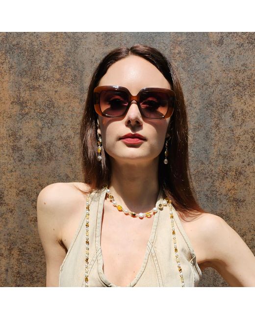 Farra Metallic Tiger Eye And Quartz Dangle Earrings